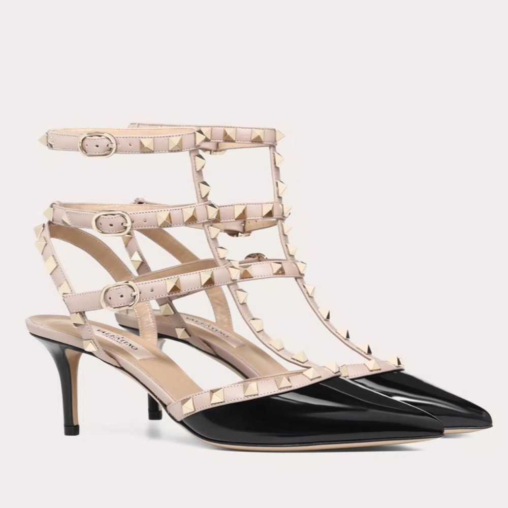 Valentino Studded Beige and Black Heels